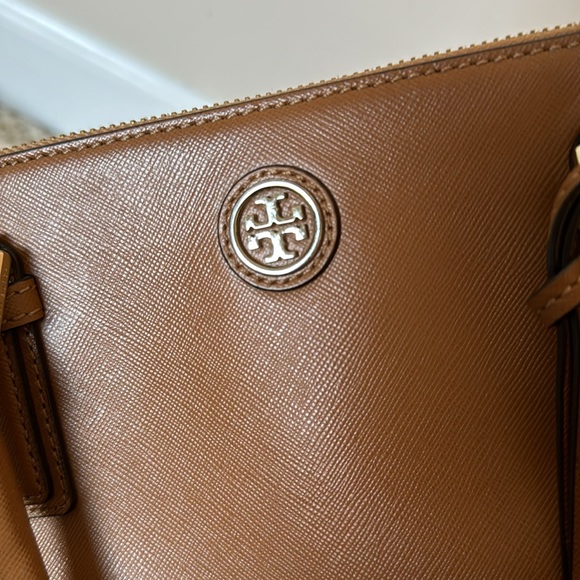 Tory Burch Tigers Eye Brown Saffiano Leather Robinson Mini Double-Zip Tote - Picture 11 of 17